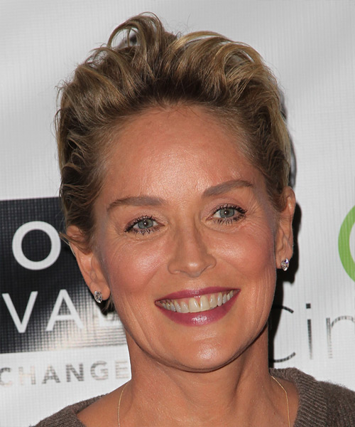 Sharon Stone Short Straight Casual Hairstyle - Dark Blonde