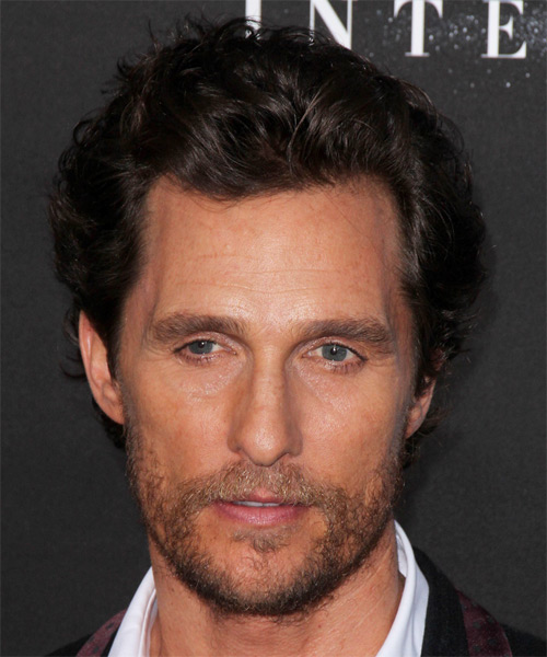 Matthew McConaughey Short Wavy Casual Hairstyle - Dark Brunette Hair Color