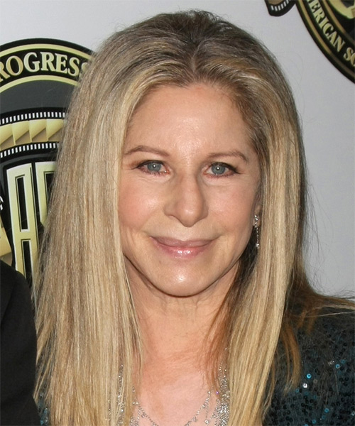 Barbra Streisand Long Straight Casual Hairstyle - Light Blonde Hair Color