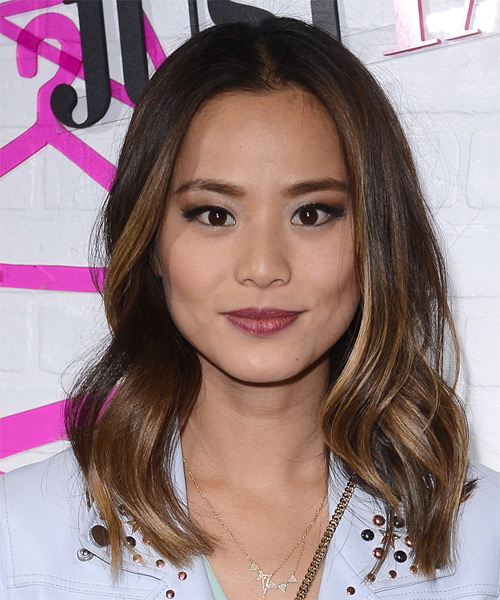 Jamie Chung Medium Wavy Casual Hairstyle - Brunette Hair Color