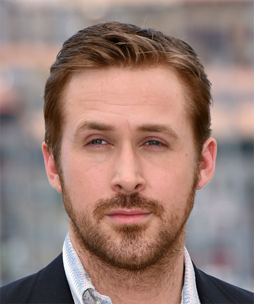 Ryan Gosling Short Straight Casual Hairstyle Light Brunette Hair Color