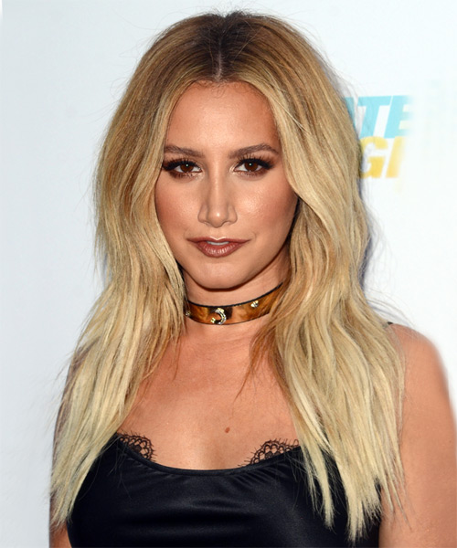 Ashley Tisdale Long Straight Casual Hairstyle Light Blonde Hair Color