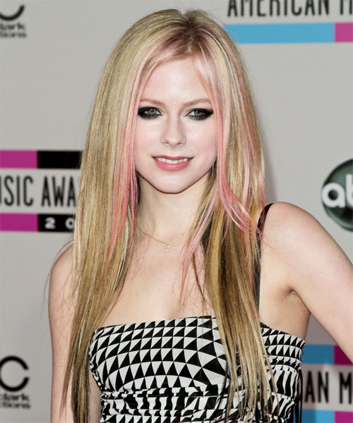 Avril Lavigne Long Straight Casual Hairstyle Light Blonde Hair Color