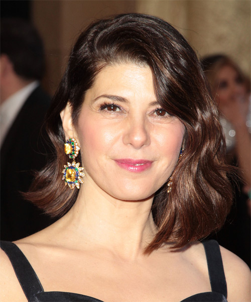 Marisa Tomei Medium Wavy Formal Hairstyle with Side Swept Bangs - Dark