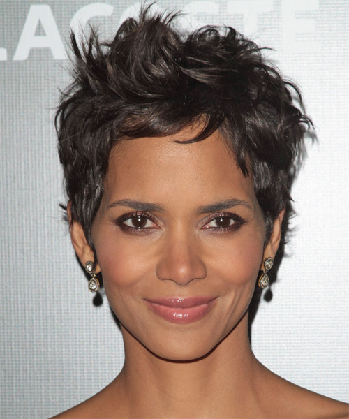 Halle Berry Short Straight Casual Hairstyle Dark Chestnut Brunette  Halle Berry Short Straight Casual Hairstyle Dark Chestnut Brunette