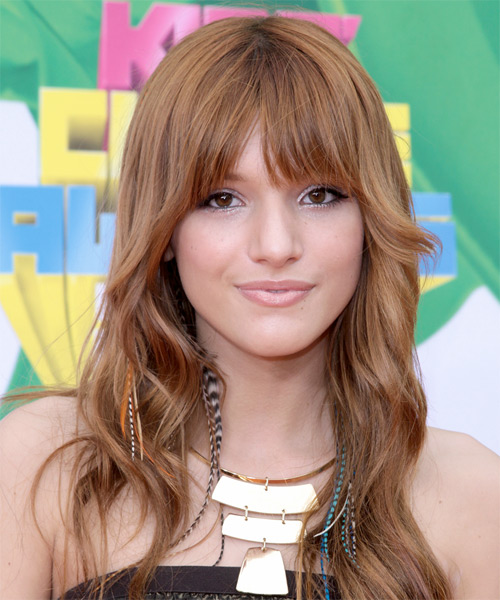 Bella Thorne Long Wavy Casual Hairstyle - Medium Red | TheHairStyler ...