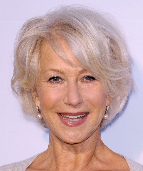 Helen Mirren Short Straight Formal Hairstyle - Light Platinum Blonde