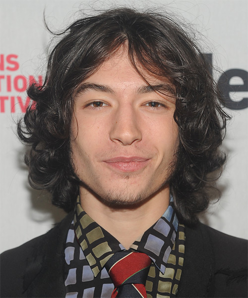 Ezra Miller Medium Wavy Casual Hairstyle - Dark Brunette Hair Color