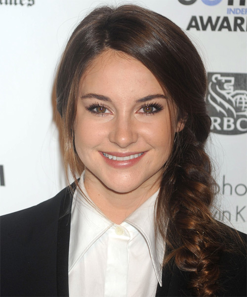 Shailene Woodley Casual Curly Updo Braided Hairstyle - Medium Brunette