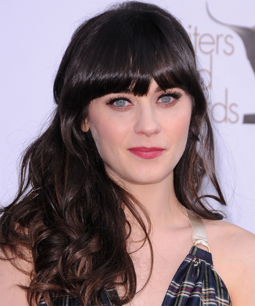 Zooey Deschanel Long Wavy Casual Hairstyle (Mocha) | TheHairStyler.com