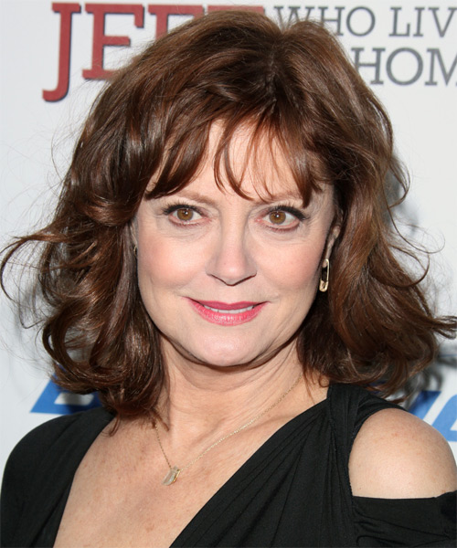 Susan Sarandon Medium Wavy Casual Hairstyle with Layered Bangs