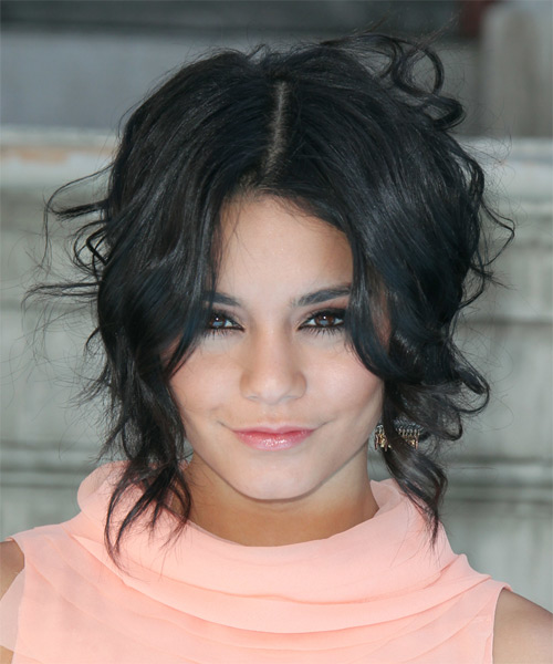 Vanessa Hudgens Short Wavy Casual Hairstyle - Black Hair Color