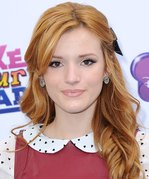 Bella Thorne Long Wavy Casual Hairstyle - Medium Red (Copper ...