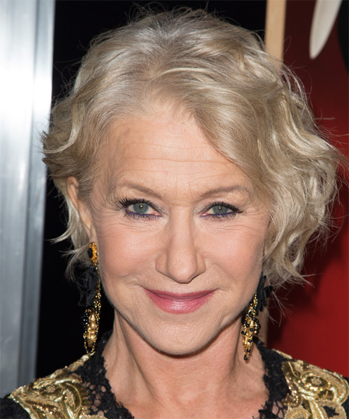 Helen Mirren Short Wavy Casual Hairstyle - Light Blonde (Champagne)