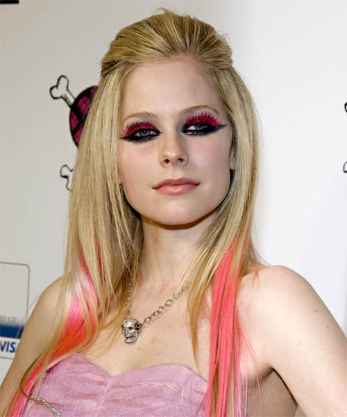 Half Up Long Straight Casual hairstyle: Avril Lavigne | TheHairStyler.com