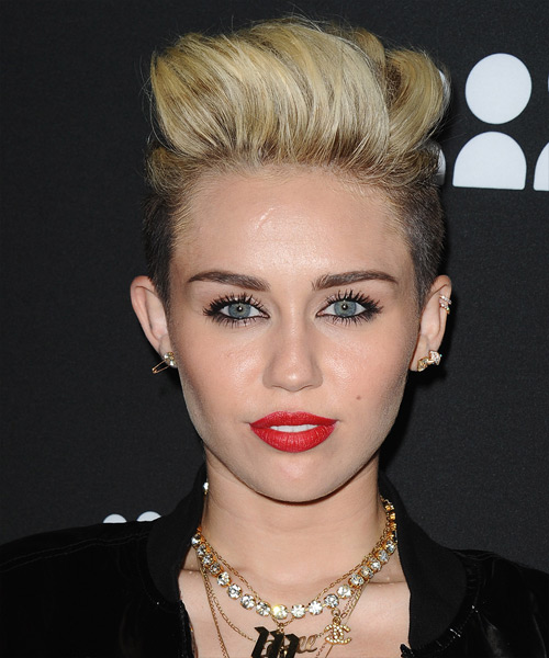 Miley Cyrus Short Straight Casual Undercut Hairstyle - Light Blonde ...