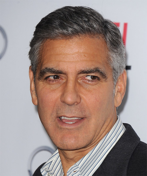 George Clooney Short Straight Formal Hairstyle - Dark Grey ...