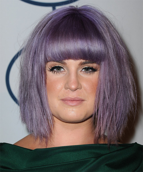 Kelly Osbourne Medium Straight Casual Hairstyle with Blunt Cut Bangs