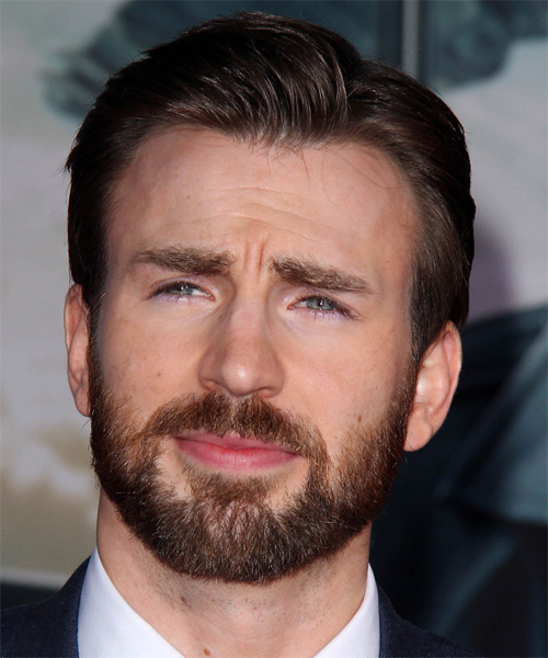 Chris Evans Short Straight Formal Hairstyle - Dark Brunette Hair Color