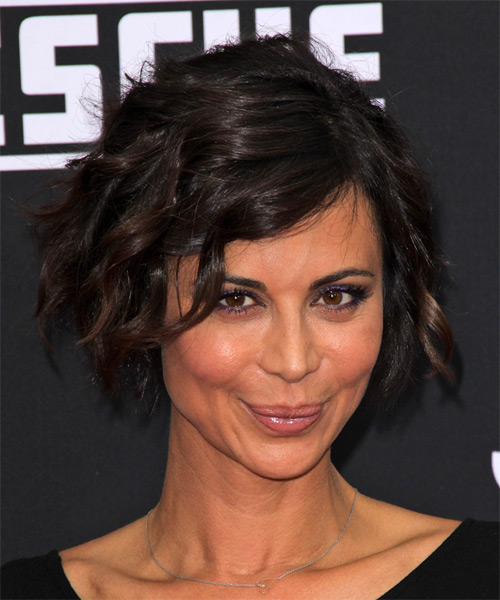 Catherine Bell Short Wavy Casual Hairstyle - Dark Brunette Hair Color