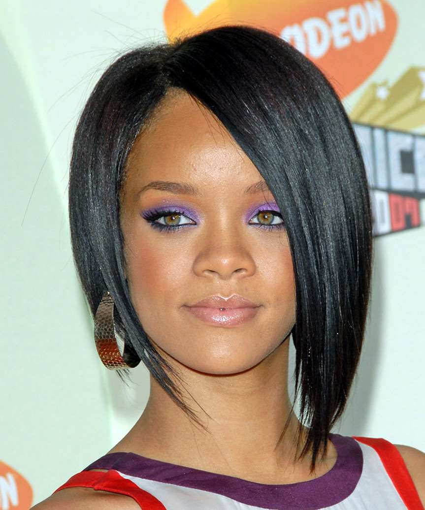 Rihanna Medium Straight Alternative Asymmetrical Hairstyle ...