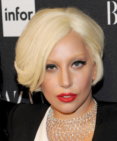 Lady Gaga Short Straight Formal Hairstyle - Light Blonde Hair Color