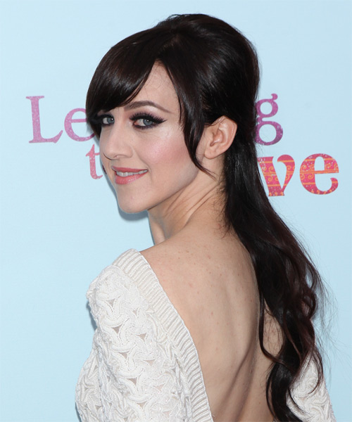 ... Lena Hall Formal Straight Half Up Hairstyle - Dark Brunette (Mocha) - side view - Lena-Hall