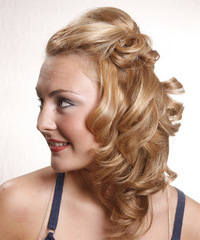 Casual Half Up Long Curly Hairstyle - click to view hairstyle information