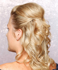 Formal Half Up Long Curly Hairstyle - click to view hairstyle information