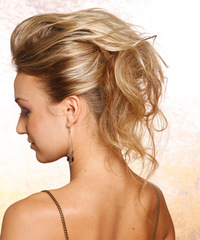 Casual Updo Long Straight Hairstyle - click to view hairstyle information