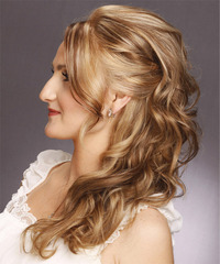 Formal Half Up Long Curly Hairstyle - click to view hairstyle information