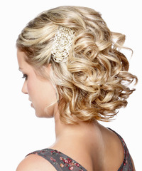 Formal Updo Medium Curly Hairstyle - click to view hairstyle information