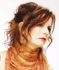 Casual Updo Medium Curly Hairstyle - click to view hairstyle information