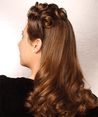 Formal Half Up Long Curly Hairstyle - click to view hairstyle information