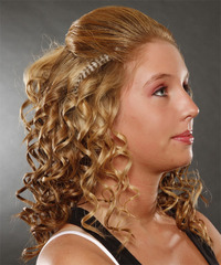 Casual Half Up Long Curly Hairstyle - click to view hairstyle information