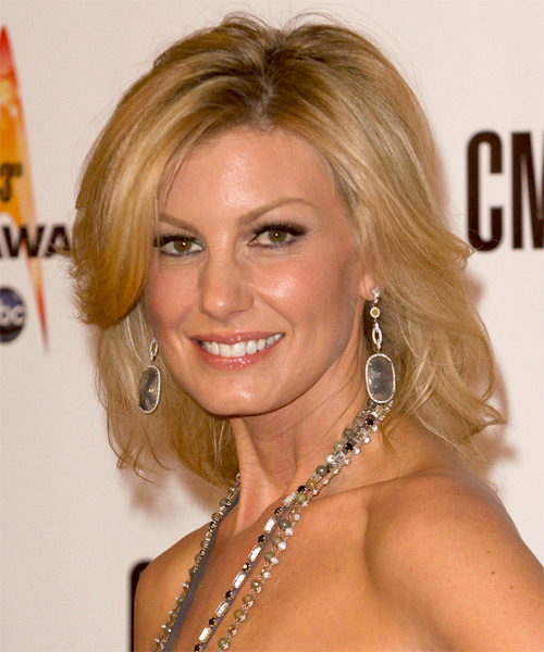 Faith Hill Medium Straight Formal Hairstyle with Side Swept Bangs