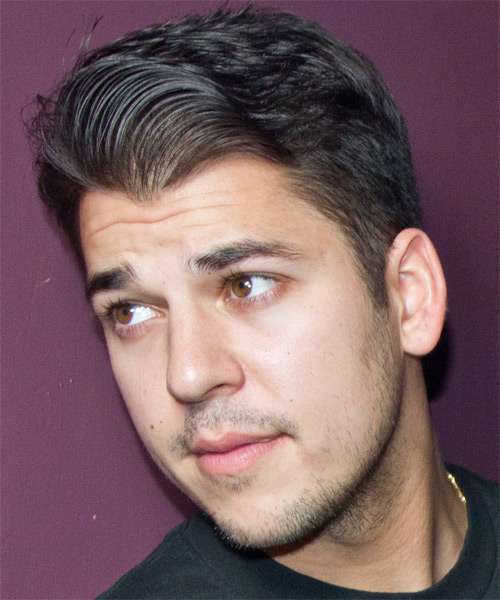 Robert Kardashian Jr Short Straight Hairstyle - Dark Brunette - side ...