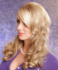 Formal Half Up Long Curly Hairstyle - click to view hairstyle information