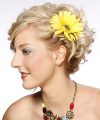 Formal Updo Medium Curly Hairstyle - click to view hairstyle information