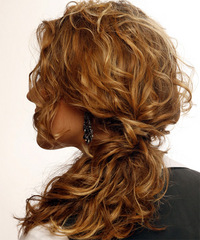 Formal Half Up Long Curly Hairstyle - click to view hairstyle information