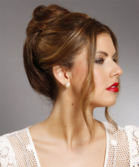 Casual Updo Long Straight Hairstyle - click to view hairstyle information