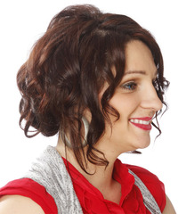 Casual Updo Medium Curly Hairstyle - click to view hairstyle information