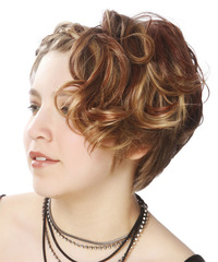 Casual Updo Medium Curly Hairstyle - click to view hairstyle information