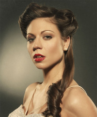 Formal Half Up Long Curly Hairstyle - click to view hairstyle information
