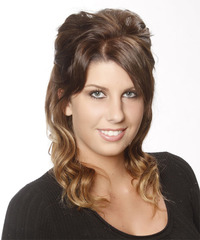Casual Updo Medium Curly Hairstyle - click to view hairstyle information