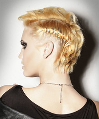 Casual Updo Medium Curly Hairstyle - click to view hairstyle information