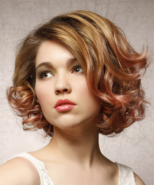 Short Curly Formal Hairstyle - Medium Brunette (Strawberry) - side ...