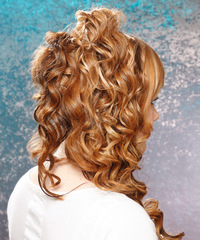 Formal Half Up Long Curly Hairstyle - click to view hairstyle information
