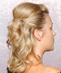 Formal Half Up Long Curly Hairstyle - click to view hairstyle information