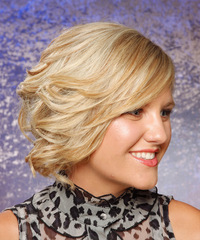 Formal Updo Medium Curly Hairstyle - click to view hairstyle information